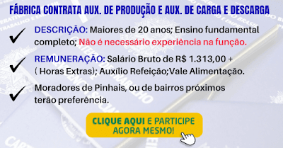 auxiliar de produção sem experiencia auxiliar de carga e descarga sem experiencia